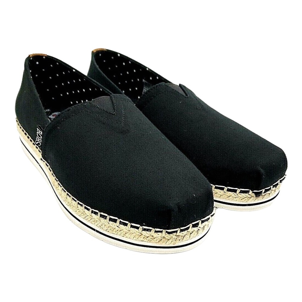 Sketchers Bobs Breeze Black Canvas Jute Loafers